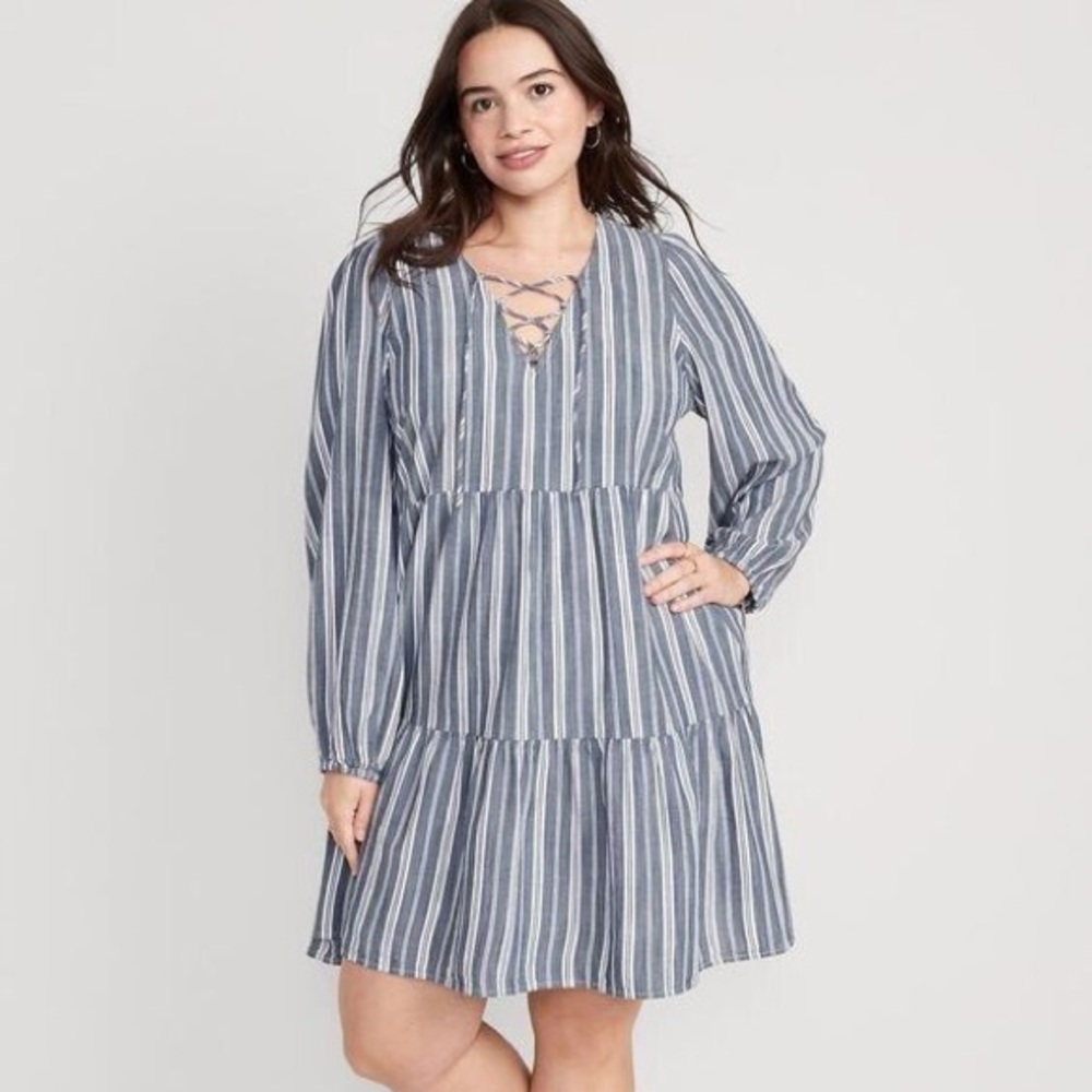 Old Navy Blue and White Striped Mini Dress